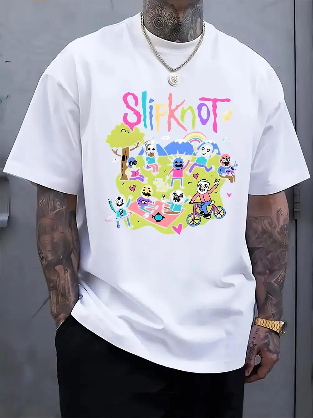 [Lightweight Design] Slipknot Cartoon Graphic T-shirt - Casual Crew Neck XXXL