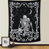 Kissing Lovers Skull Tapestry Wall Hanging Tarot Skeleton with Rose Black and White Wall Tapestries