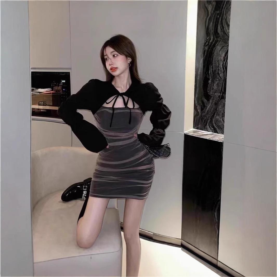 

2024 Spring Sexy Mesh Slim-Fit Hip-Hugging Dress Small