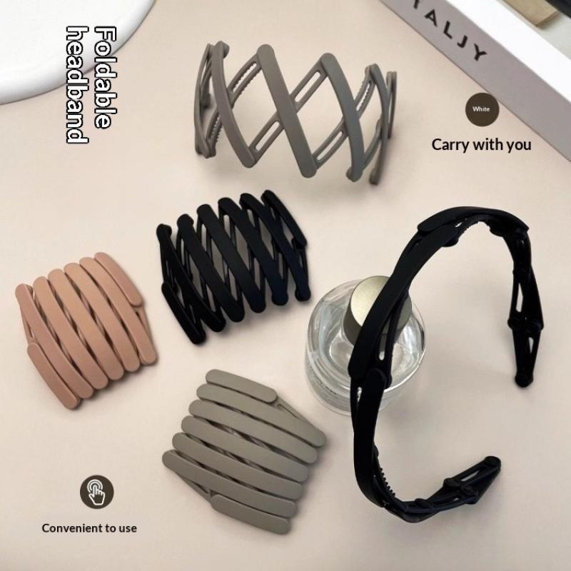 Convenient Foldable Solid Plastic Hairband For Women Girls Travel Stretchable Headband Hair Head Band Novelty Hair Accessories