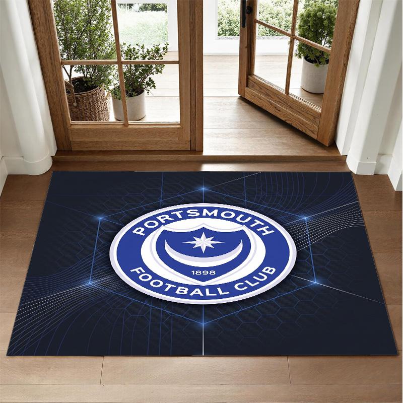 Portsmouth FC Design Kristall-Samt-Teppich Weich Dekorative Matte für Schlafzimmer Eingang