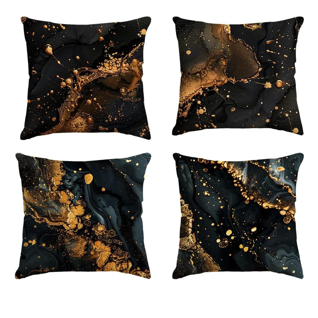 Gold marble pattern pillowcase, pillowcase ultra-soft polyester material living room sofa back car pillowcase decoration