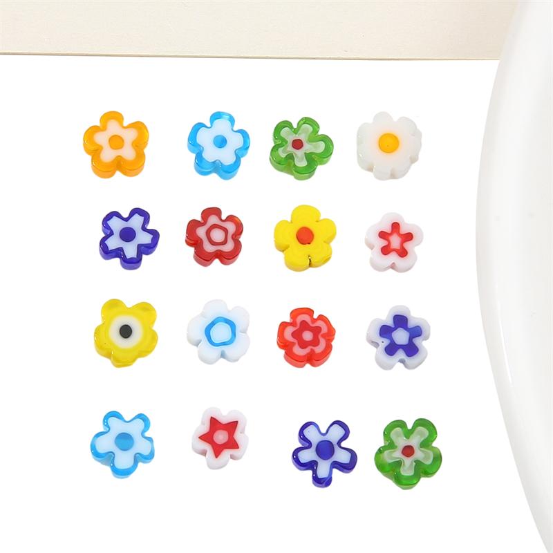 10 Stück 6mm Handgemachte Lampwork Glasanhänger Blumenperlen für DIY Halskette Armband Ohrring Schmuck Basteln