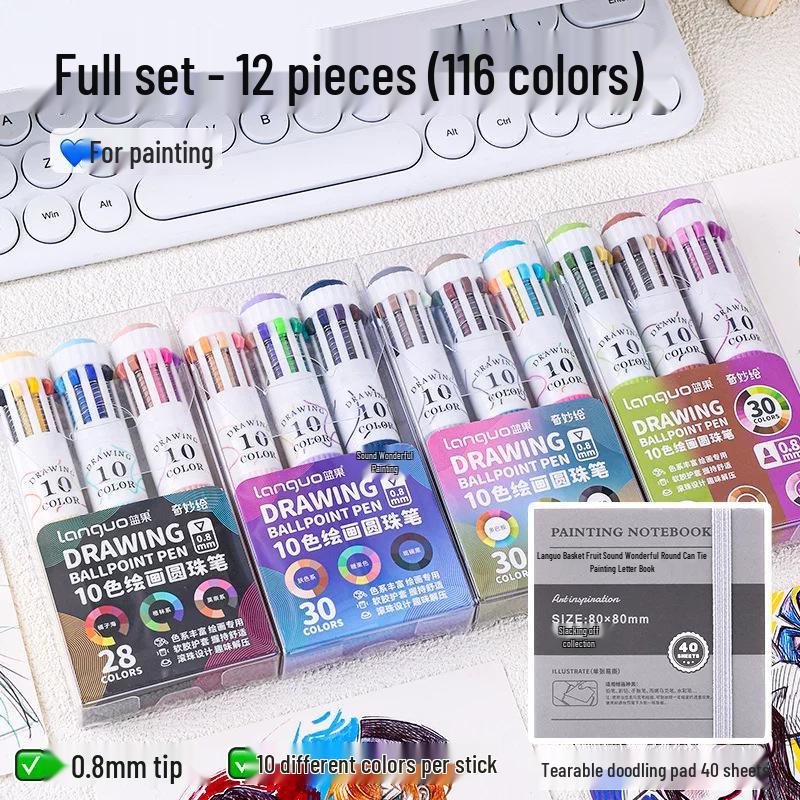 Blue Fruit Multi-Color Gel Pen Set - 30 High-Quality Stackable Press-Type Ballpoint Pens for Journaling