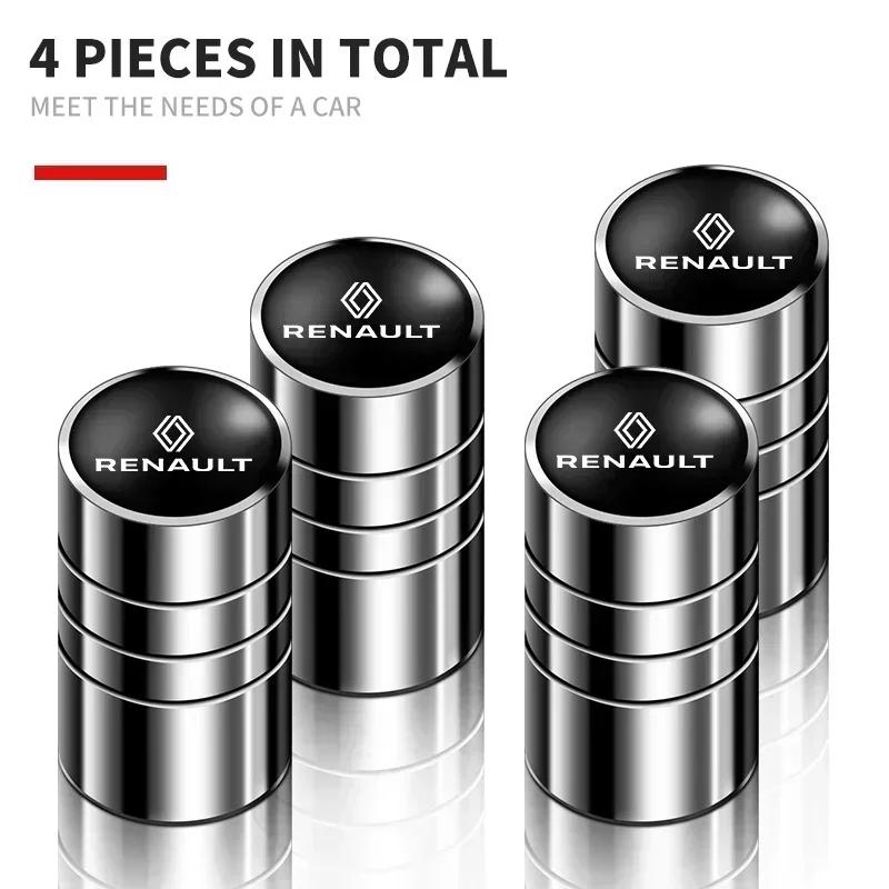 For Renault 2026 New Hub Caps 4Pcs Car Decor Metal Wheel Tire Valve Caps Tyre Stem Covers Airdust Waterproof for Renault koleos 