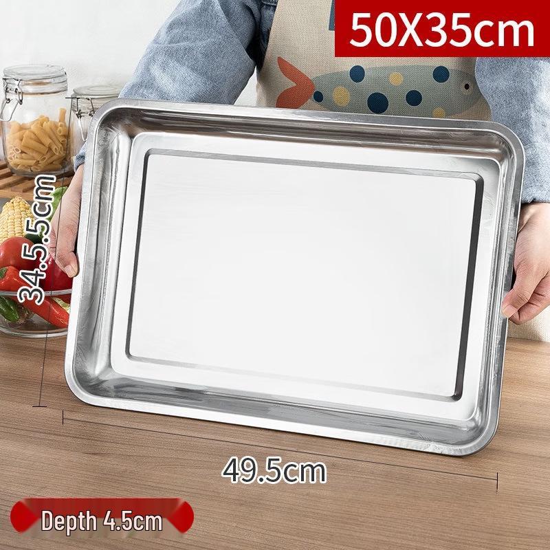 WUHE Extra Thick Stainless Steel Rectangular Deep Tray