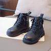 Kids Girls Boys Leatherette Martin Boots Winter Anti-Slip Soft Sole Mid-Calf British Style