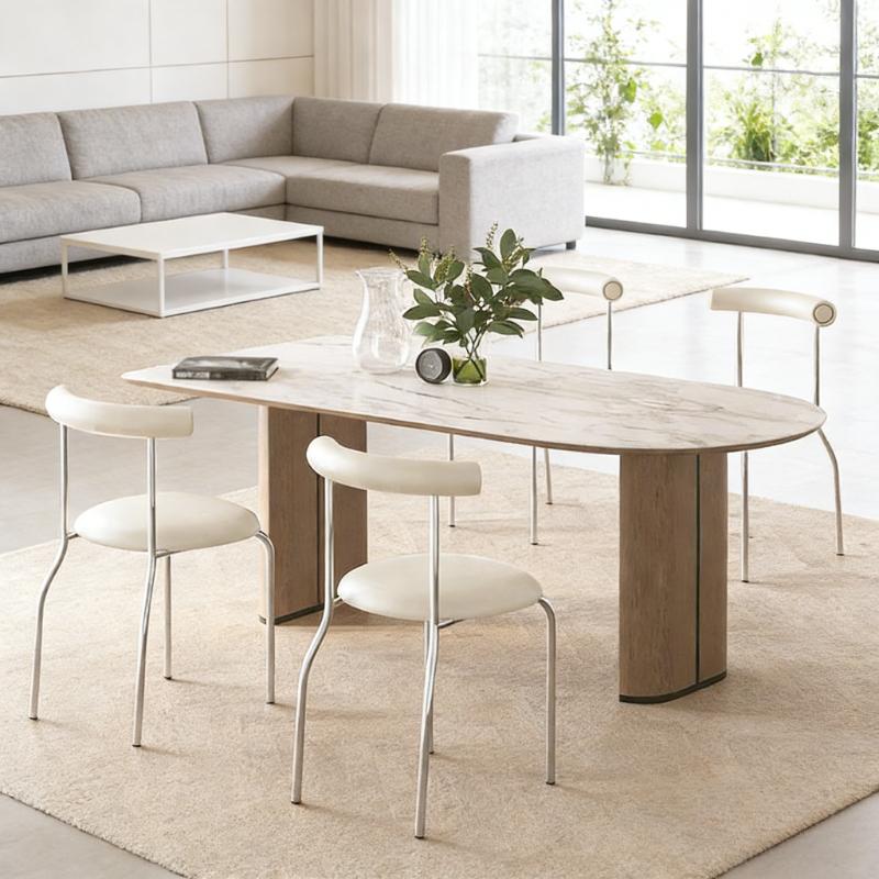 Dining Chairs Modern Living Room Dining Chair with Soft  Leather Cushion Seat and Metal Legs Kitchen Chairs Restaurant Chairs