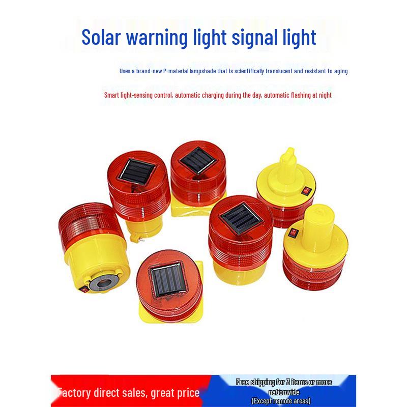 Solar Tower Crane Warning & Roadside Construction Night Safety Lights