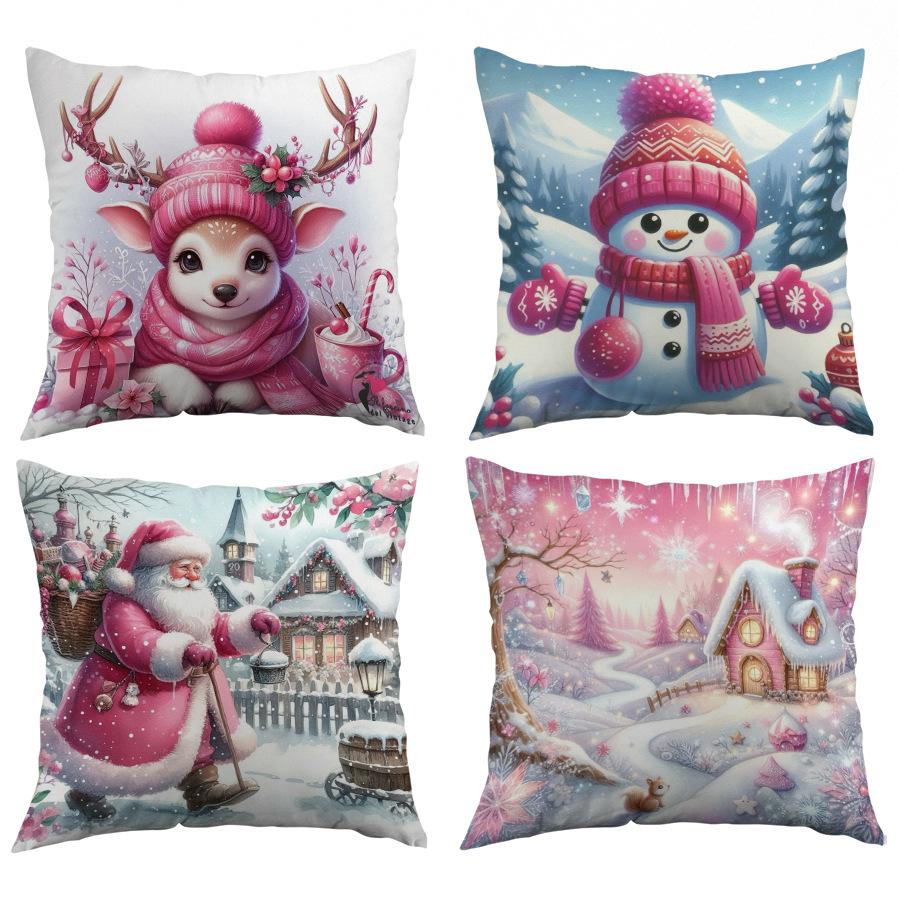 Pillowcase Polyester Cushion Cover Sofa Decorative Pillowcase Nordic Simple Modern Christmas Holiday