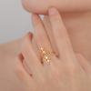Filigree Flower Leaf Open Rings Women Stainless Steel Gold Adjustable Finger Ring Elegant Bohemian Jewelry Gift