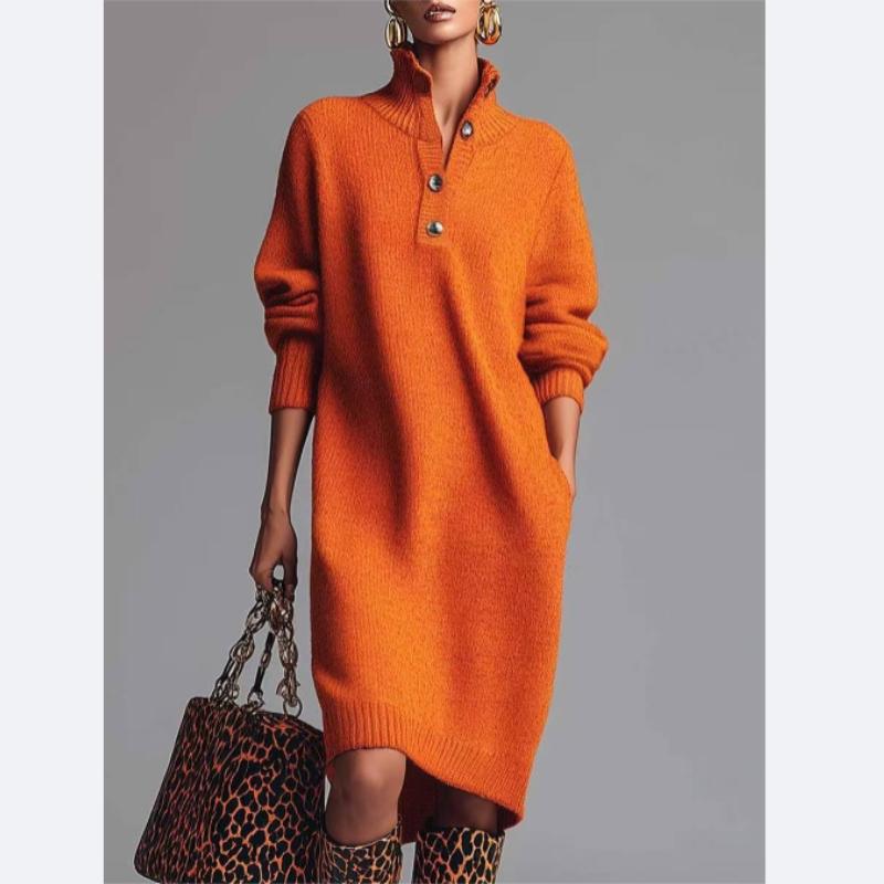 

Женское элегантное платье-свитер с воротником, свободного прямого кроя, средней длины, юбка-карандаш, мягкое теплое зимнее платье для повседневной носки осенью и зимой 3XL