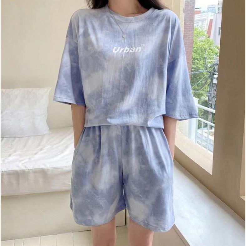 [emptio] Relaxing Wear, Tie Dye Pattern, Shorts, Room Wear, Top and Bottom Set, Women's
