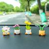 4Pcs Cute Flower Pot Car Decoration Center Auto Console Interior Dashboard Accessories Cartoon Potted Plant Ornament Gift