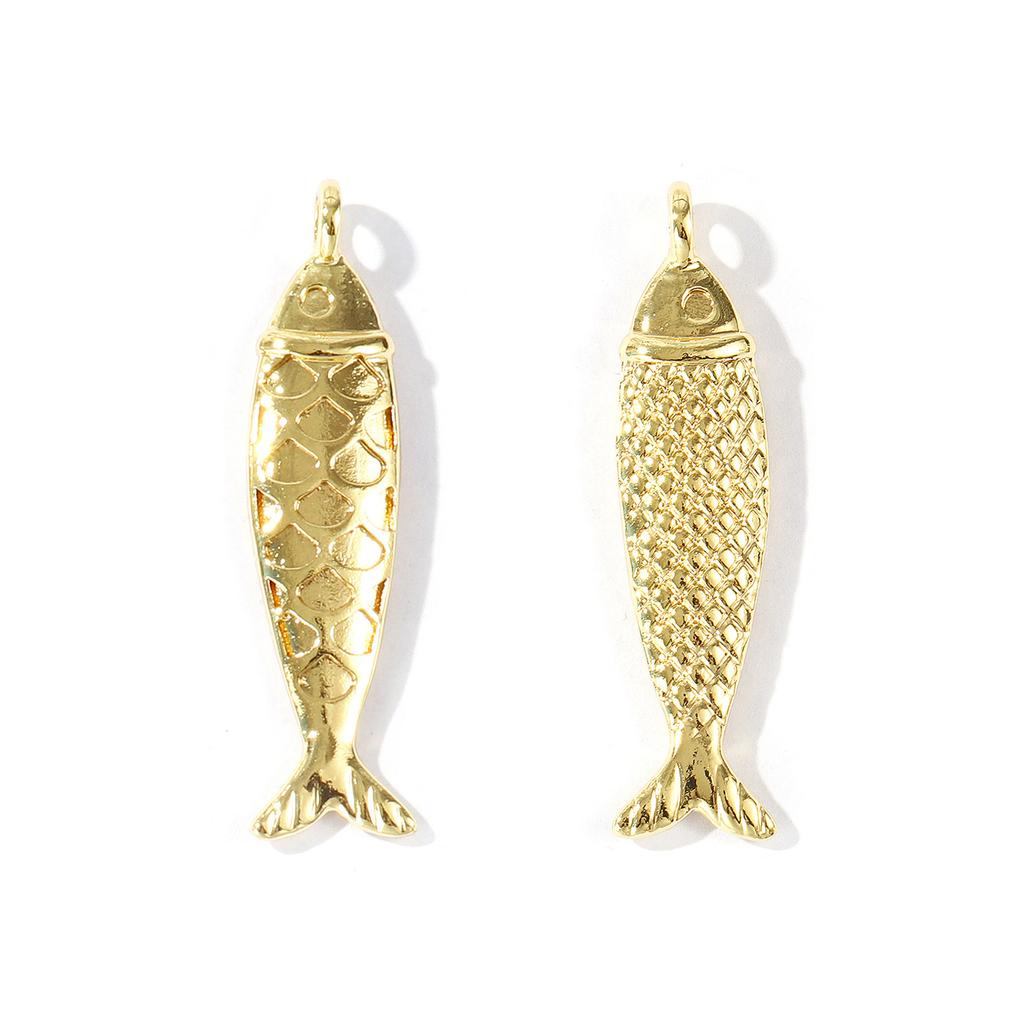 1 Piece Brass Ocean Jewelry Charms 18K Gold Plated Fish Animal Goldfish Pendants For DIY Necklace Jewelry Making Findings