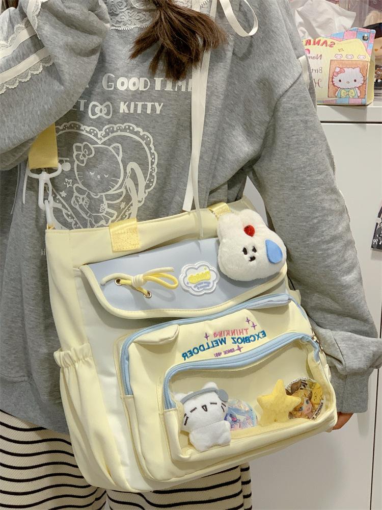 School bag high value contrasting colors cute cat fresh girl tote bag make-up bag