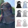 Eisseide Sonnenschutzhüte Maske Damen Herren Sommer Atmungsaktiv Outdoor Sport Hutkrempe Dünne Spurlos Gesichtsmaske UV-Schutzkappen