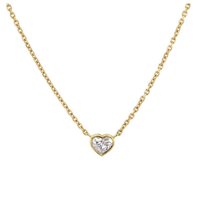 

High Quality Gold Plated Delicate Dainty Heart Round Zircon Pendant Link Chain For Women Wedding Necklace