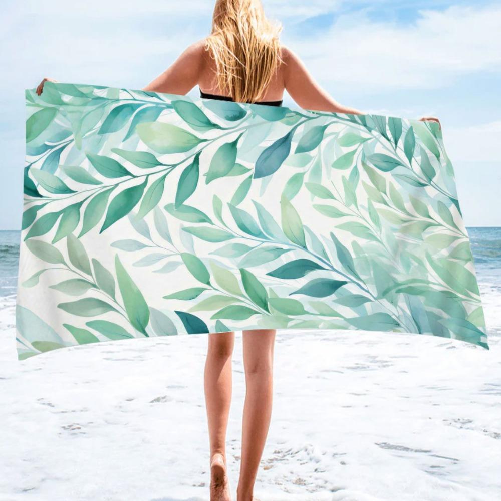 Nordic plants digital-printed polyester Superfine fiber double-sided fleece Beach vacation bath towel, beach towel W30*H60(CM)