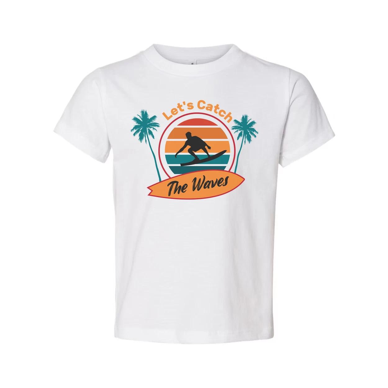 Unisex Surfing Graphic T Shirt With Retro Sunset Waves Palm Trees Design Ideal F L