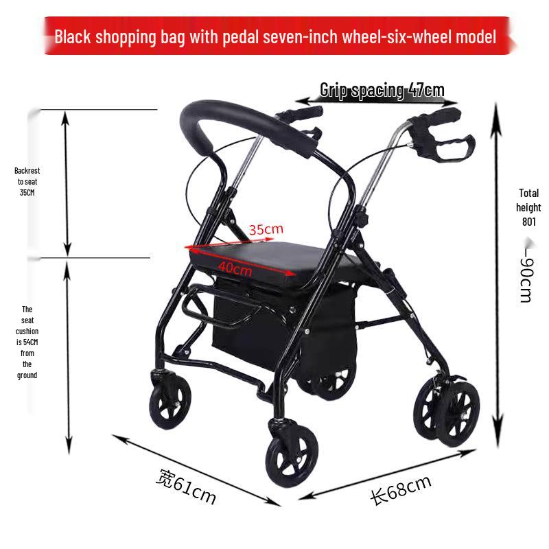Rollator Walker with Seat & Basket for Elderly Mobility and Shopping