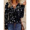 Elegant Casual Comfortable Style Painting Graffiti Elements Printed Pattern Code Women's Round Neck Zipper Long Sleeves