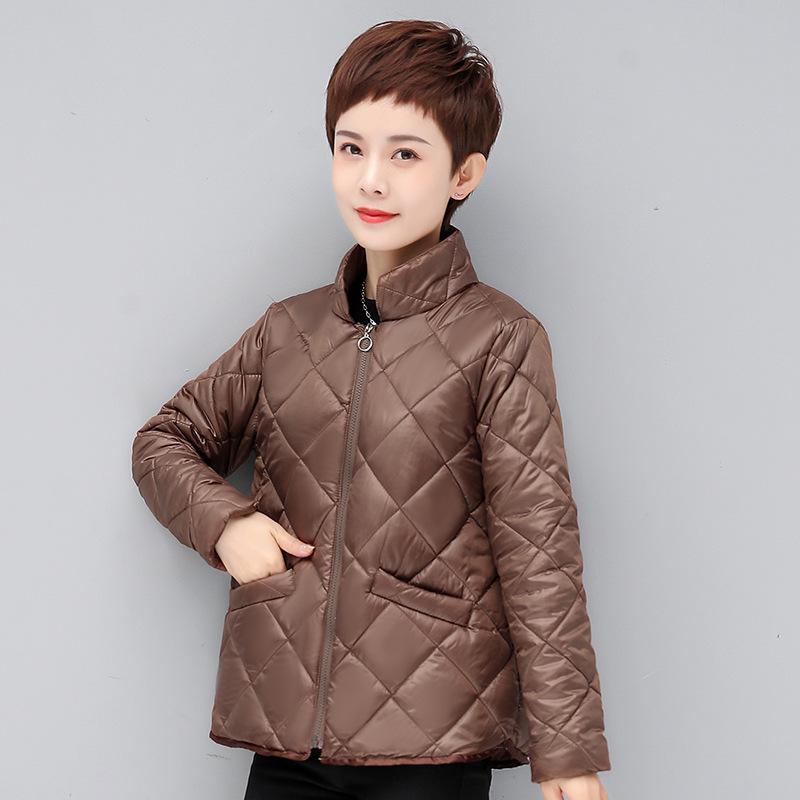 

Осенне-зимняя глянцевая хлопковая куртка женская короткая свободная со стойкой воротником хлопковая куртка модная новая утолщенная XXXL кофейный