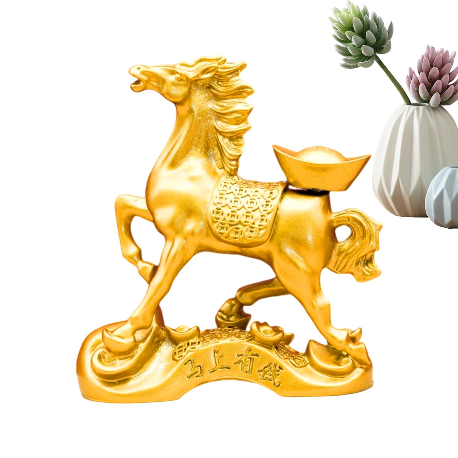 Mini Gold Horse Ornaments 2026 Good Luck Auspicious Wealth Chinese New Year Decor Horse Wealth Table Statue Metal Crafts CN
