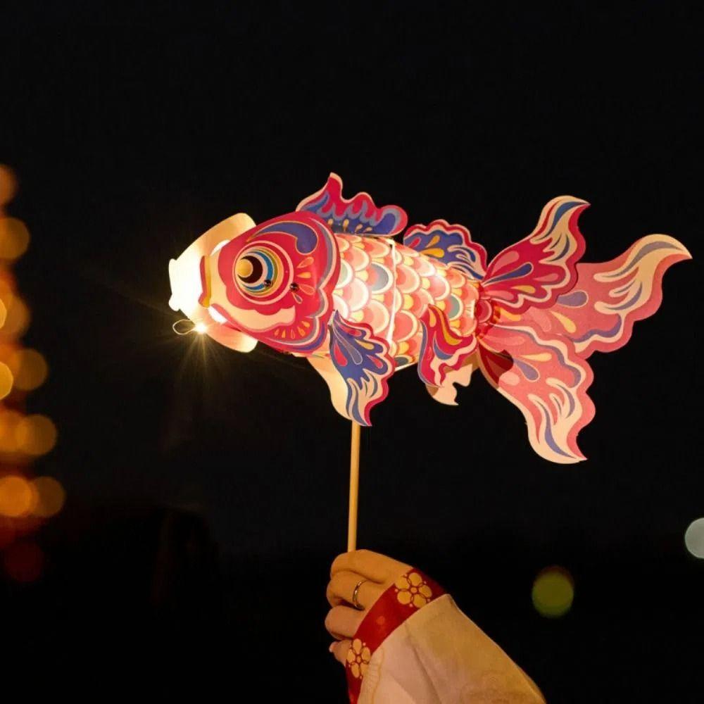 LED Light Goldfish Lantern Lamp Handmade DIY Lantern Materials Koi Carp Lantern  Festival Decor