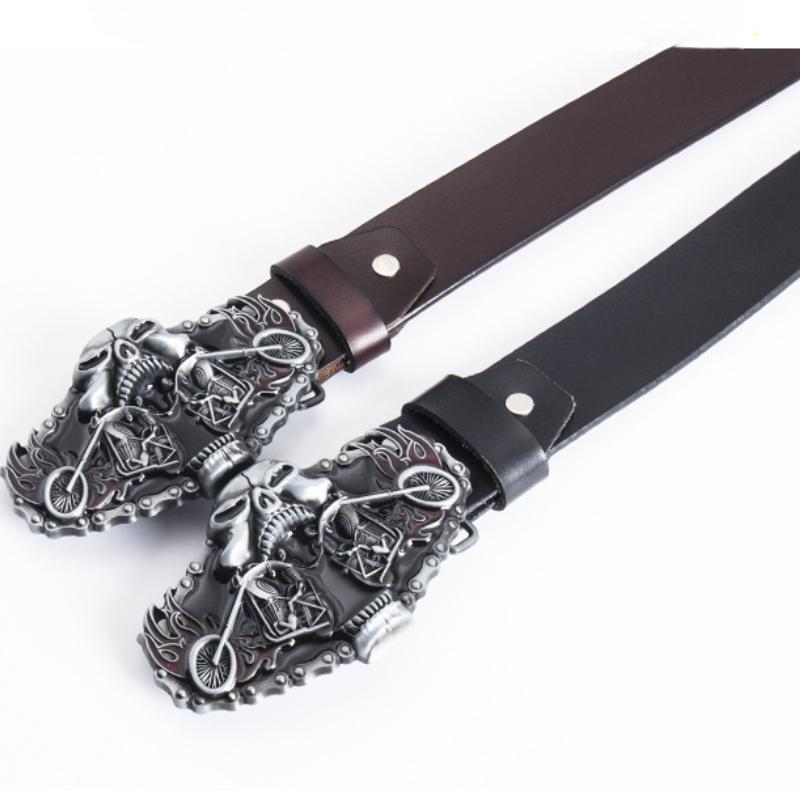 Men's Pull Belt Cowhide Designer Fashion Belt Harley Motorcycle Driver Personality Belt