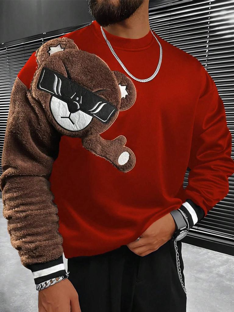 Gränsöverskridande Broderad Herr Casual Mode Rund Hals Långärmad Huvtröja