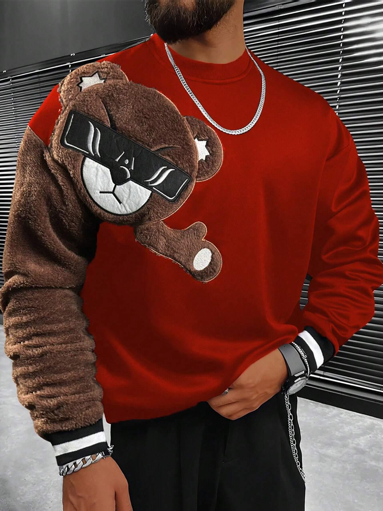 Мужская повседневная модная толстовка с круглым вырезом и длинным рукавом, вышитая, трансграничная Medium