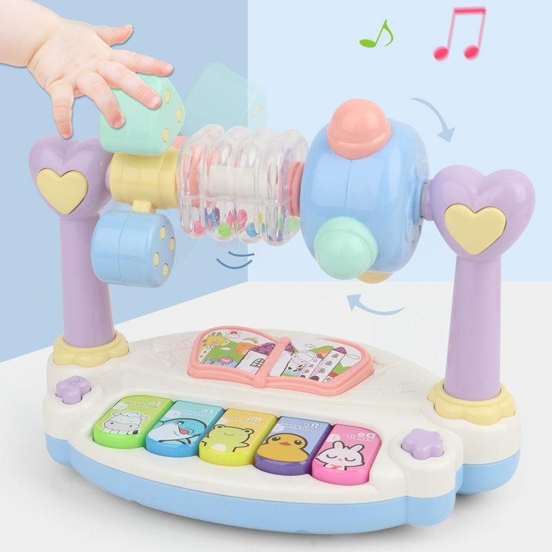 Giocattoli per bambini Pianoforte musicale rotante con luce suono 1 2 3 anni Giocattoli educativi Tastiera con suoni di animali Bambini che suonano Tipo Musica