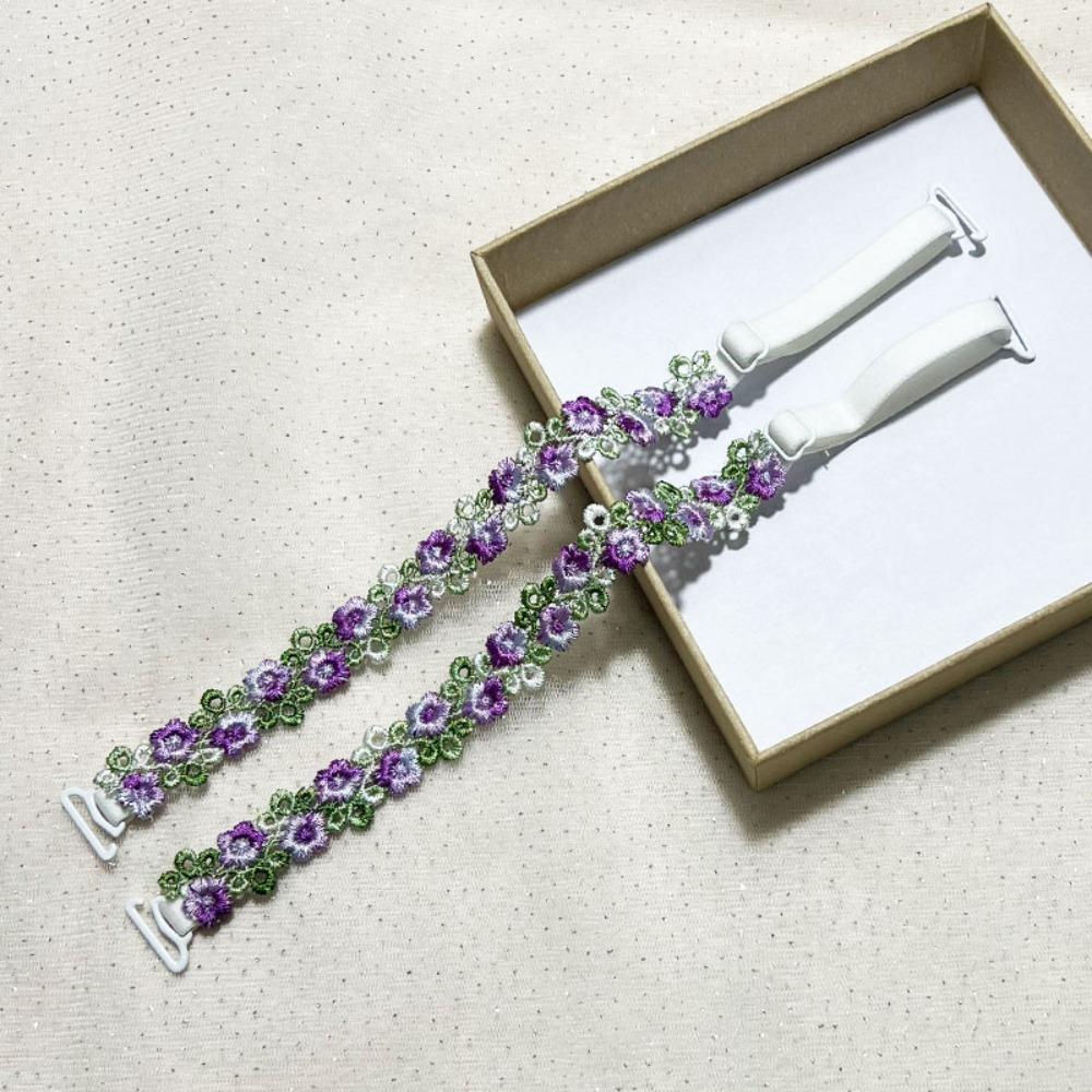 Removable Floral Bra Straps Polyester Anti-slip Shoulder Straps Sweet Flowers Adjustable Floral Shoulder Belts
