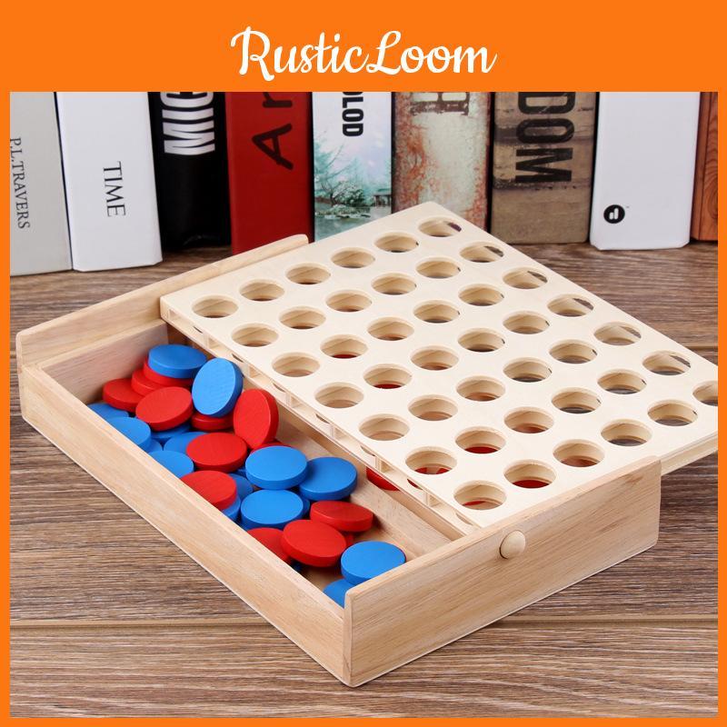 Wooden 4 Chess Connected Line Game Board Children Puzzle Toy For Educational