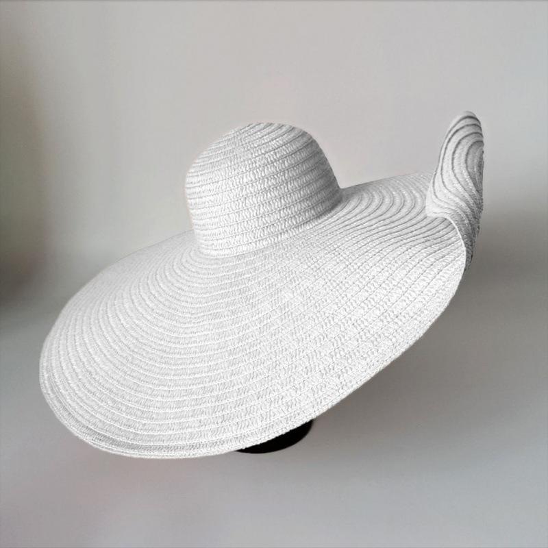 CM oversized brim braided hat women's spring and summer versatile beach hat vacation sun hat sun hat