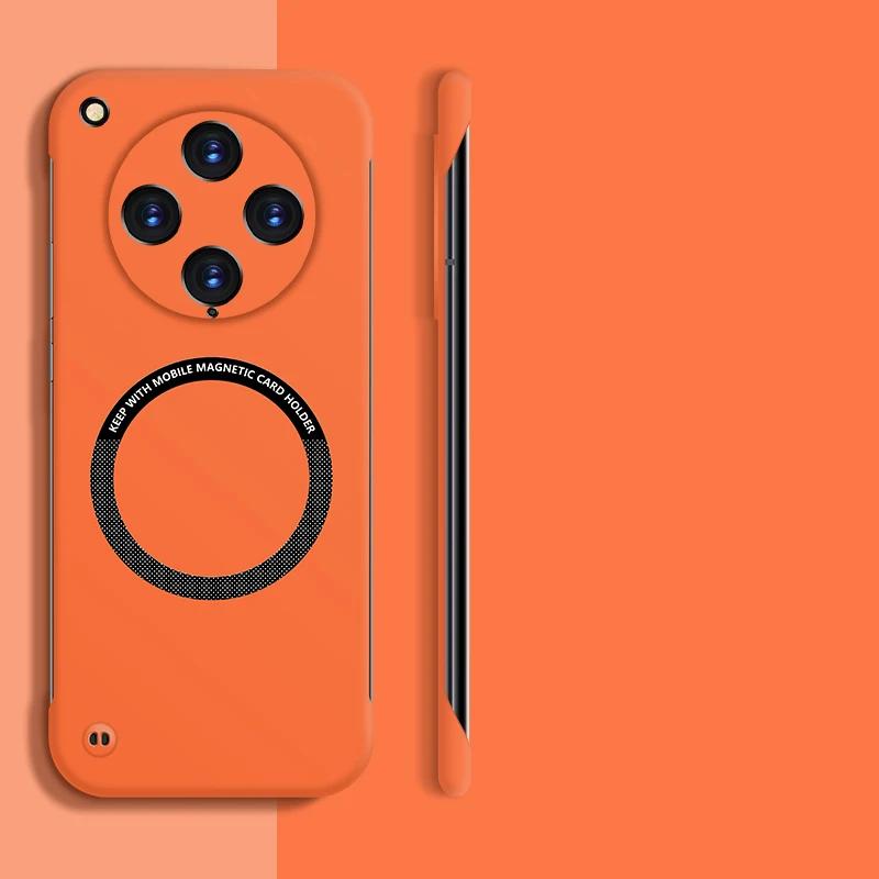 

Для Magsafe Магнитный чехол для телефона OPPO Find X8 Pro Безрамный жесткий чехол для задней панели из ПК Беспроводные зарядные чехлы для Oppo Find X8 Pro Безрамный чехол Candy For Find X8 оранжевый