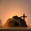Empty Tomb Easter Scene And Cross Decoration, Wood Easter Resurrection Scene For Tiered Tray, Nativity Scene Decor For Religious Easter Decoration