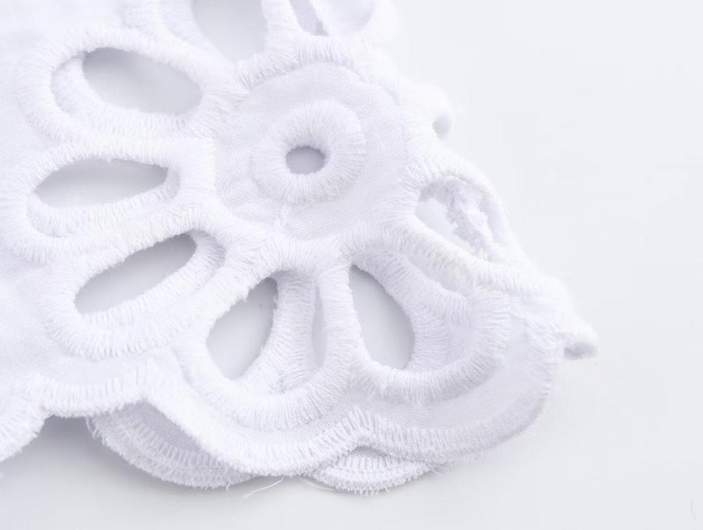 2025 Summer Spaghetti Strap Cotton Embroidered Dress: Fashionable Solid Color Women's Dress