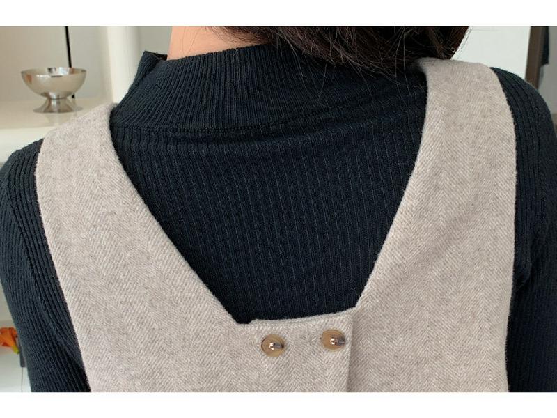 Maternity Fashion: Korean Loose Woolen Overall Skirt & Sweater Set for Autumn/Winter