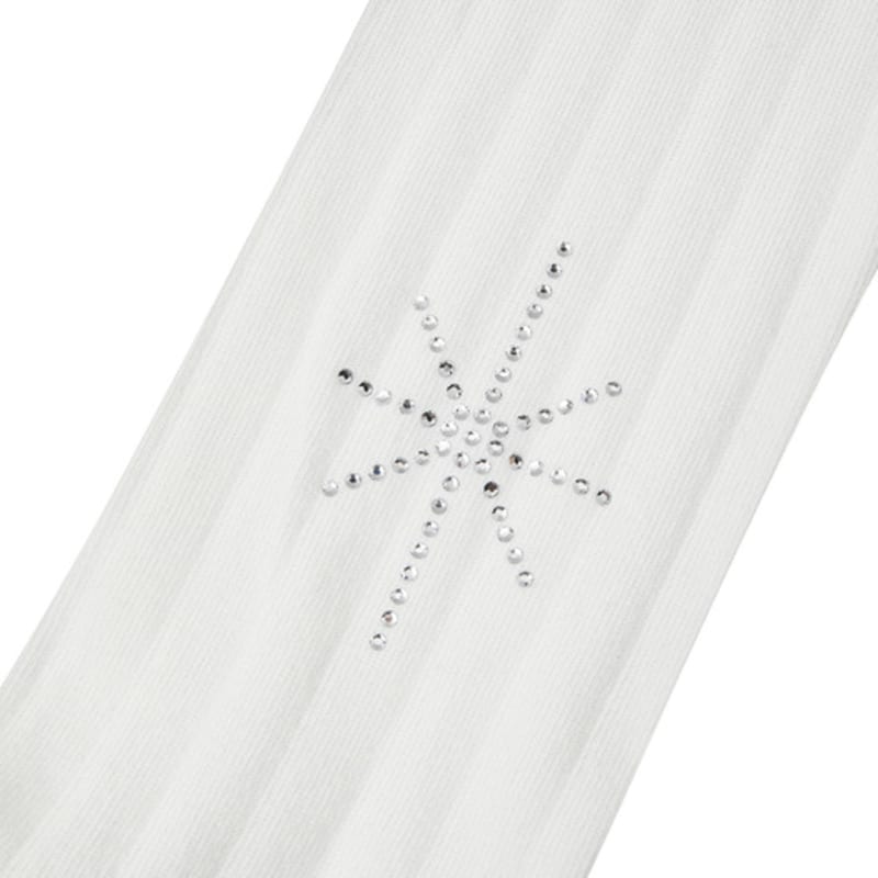 SALTY PEBBLE GLITTERING GEM RIBBED SOCKS [white]