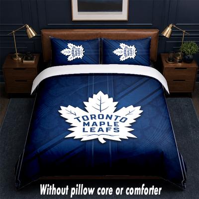 Toronto Maple Leafs Design Bed Bedding Set 1 Duvet Cover + 2 Pillowcases Soft Breathable Household Bed Linens