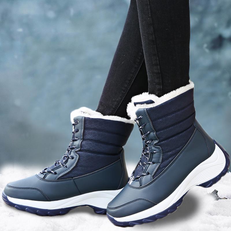 Winter Women Snow Boots Shoes for Women Fashion Lace Up Waterproof Boots Women Shoes Winter Warm Solid Ankle Boots Botas Mujer
