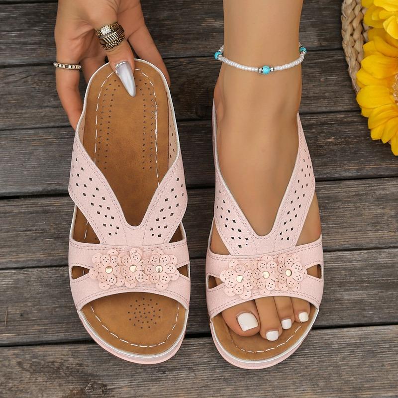 Übergröße Lässig Cool Drag Damenmode Runde Spitze Offene Zehenplattform Rutschfest Blumen-Cutout Atmungsaktiv Flip-Flop