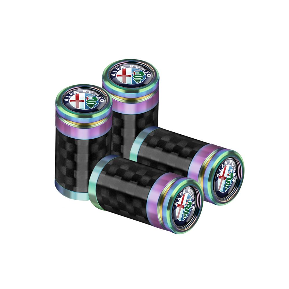 DCQFJ1 For Alfa Romeo 4Pcs Aluminum Alloy Car Tire Valve Cap Auto Wheel Accessories For Alfa Romeo Giulietta Giulia GT Mito Brera F1 St