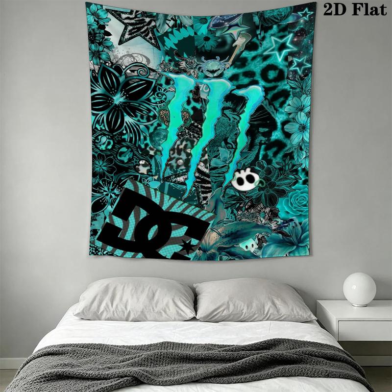 Monster Energy Wandteppich Ästhetisches Wandbehang Gedruckter Stoffdecke Dekorative Wandteppiche für Schlafzimmer Wohnzimmer Heimdekoration