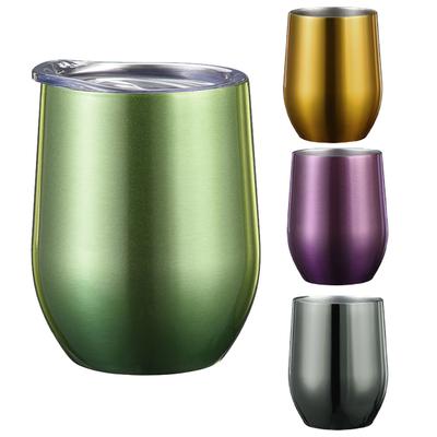 9ozFluorescence Steel Stemless Wine Glass Tumbler Double Wall Vaccum Insulation
