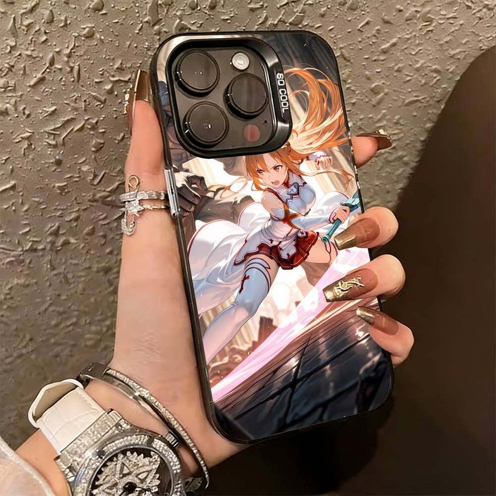 Asuna Yuuki Anime Phone Case For iPhone 17,16,15,14,13,12,11 Plus,Pro Max,XS,Colorful Silver Black Cover
