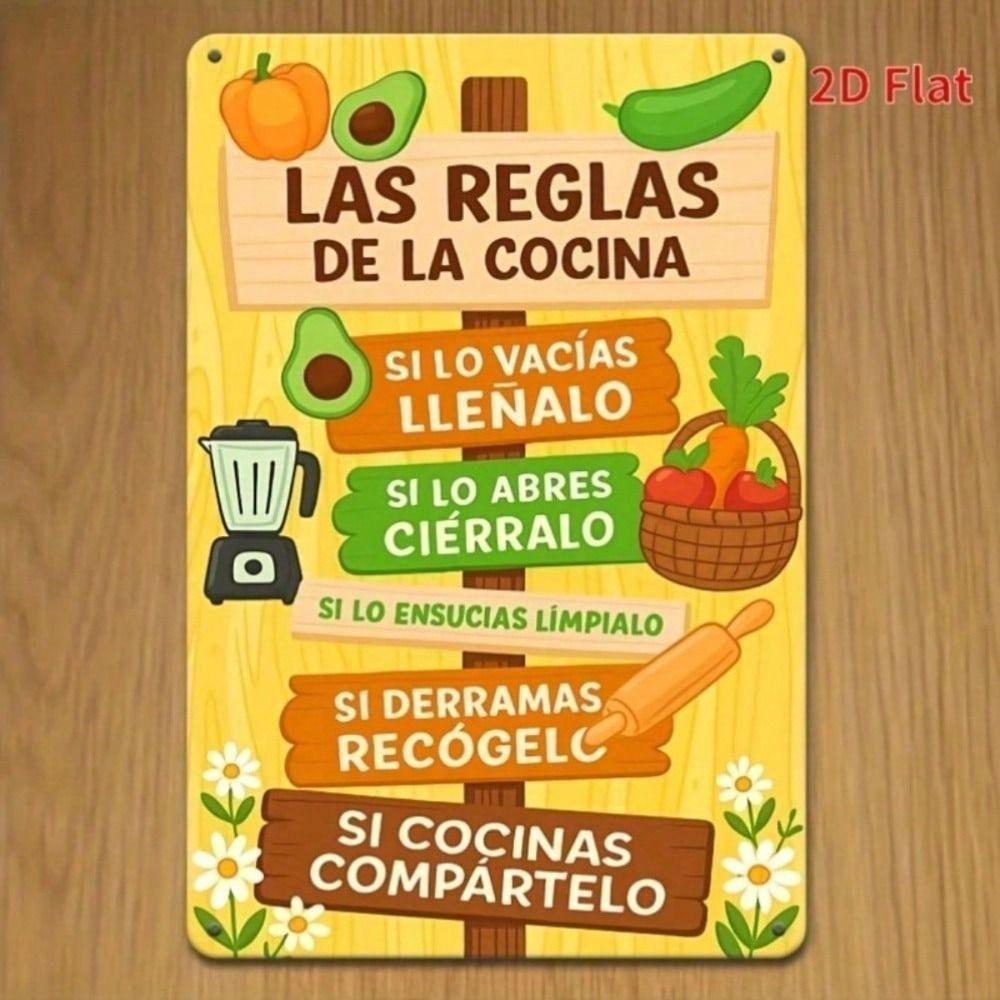 Vintage Metal Poster Wall Art, Spanish Farmhouse Kitchen Decor, Rustic Iron Sign, Anti Rust