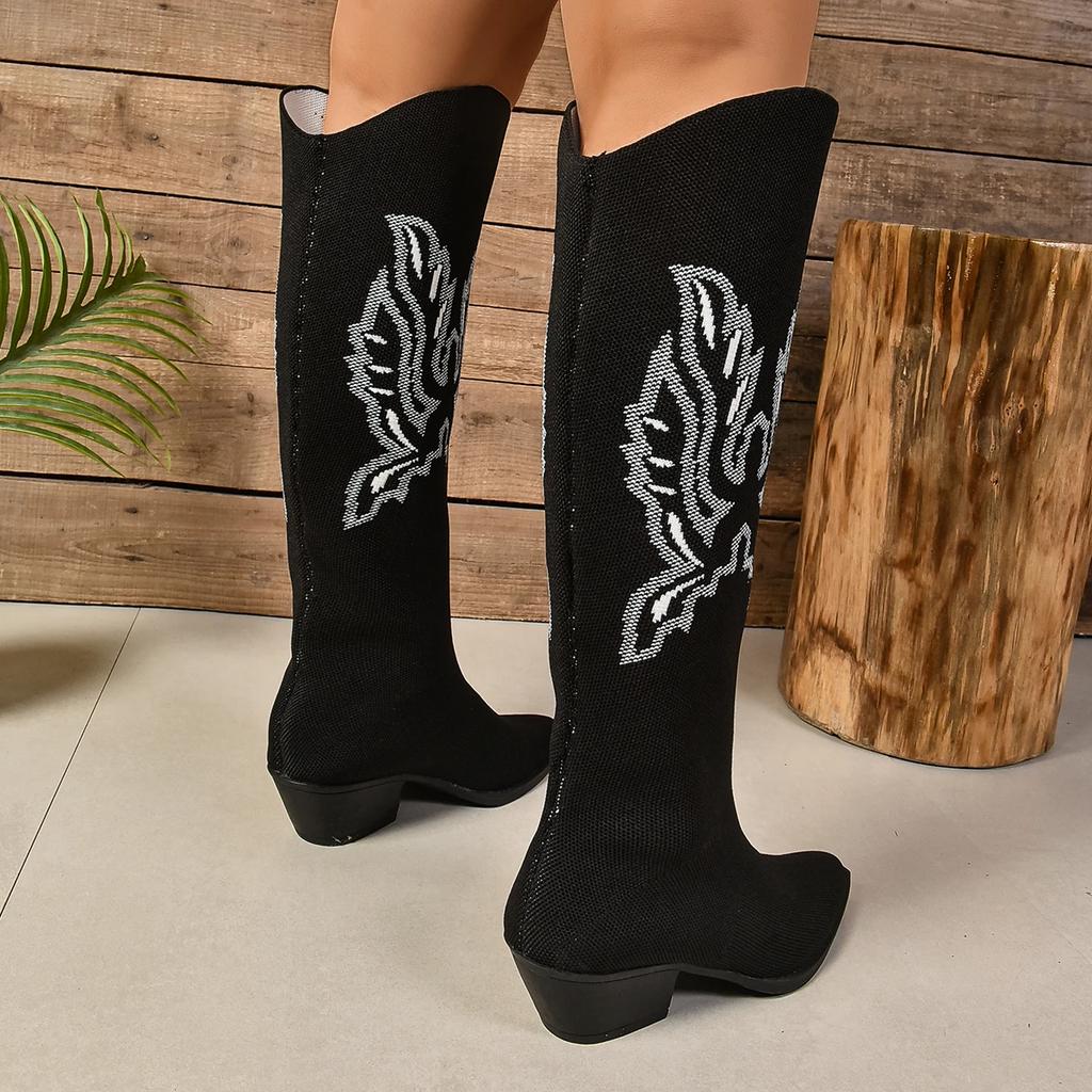 Módní dámské kozačky Zimní Velká velikost Vintage Kozačky ke kolenům Kovbojské Westernové kozačky Dámská móda Ležérní Outdoorové Pohodlné boty pro ženy